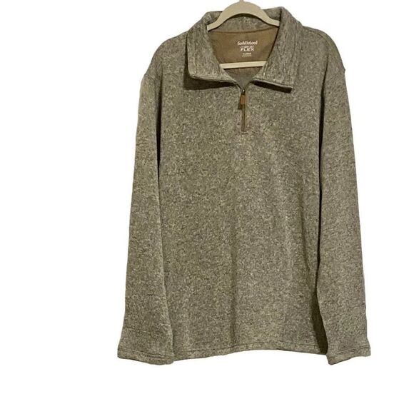 Saddlebred Comfort Flex Fleece Men's XL Taupe Jacket 1/4 Zip Pullover - Picture 6 of 7